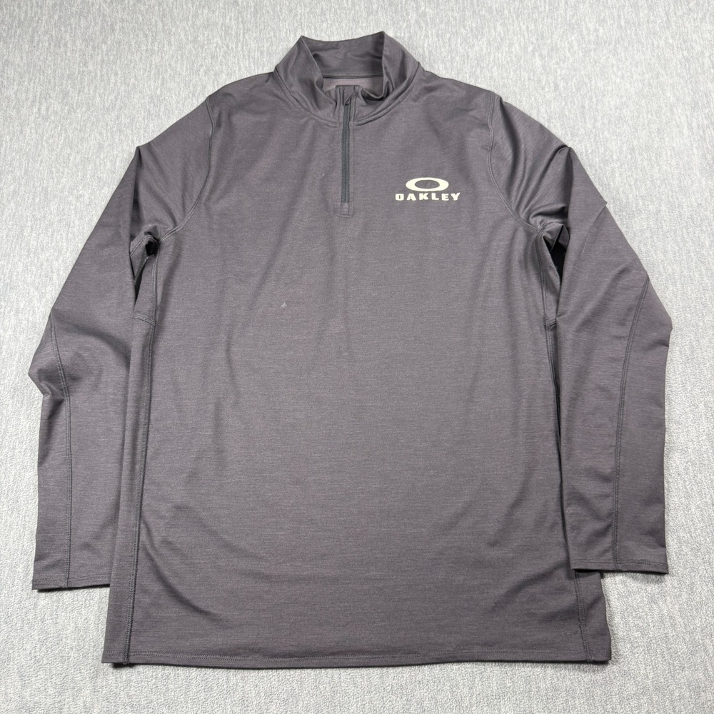 Oakley Pullover Mens Medium Grey 1/4 Zip Regular Fit Grid Fleece Lightweight Top